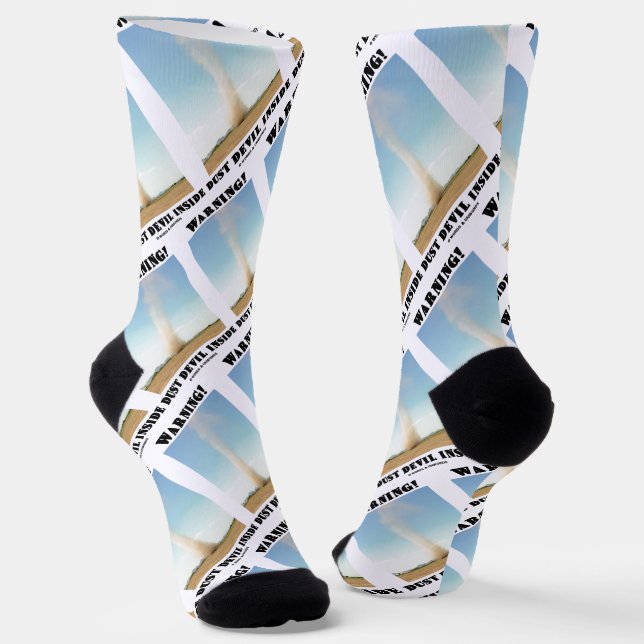 Warning! Dust Devil Inside Meteorology Humour Socks (Angled)