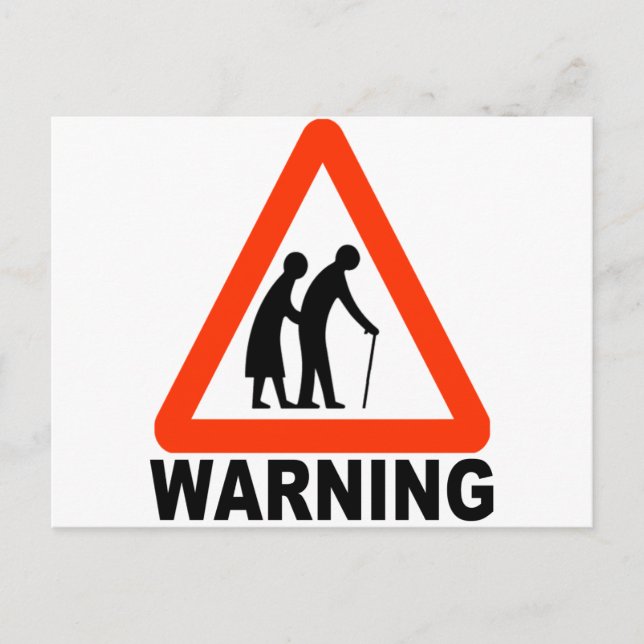 Warning - Elderly Crossing Postcard (Front)