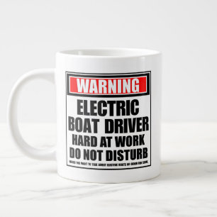 Warning Electric Boat Driver Hard At Work Large Coffee Mug
