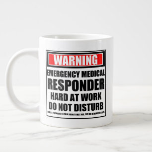 Warning Emergency Medical Responder Hard At Work Large Coffee Mug