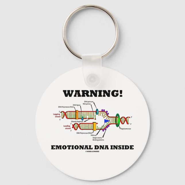 Warning! Emotional DNA Inside (DNA Replication) Key Ring (Front)