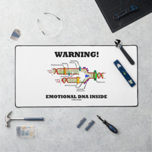 Warning! Emotional DNA Inside Molecular Bio Humor Desk Mat