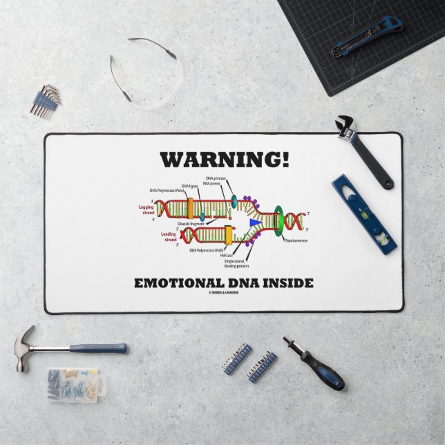 Warning! Emotional DNA Inside Molecular Bio Humor Desk Mat (Workstation)
