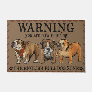 Warning English Bulldog Doormat, Bulldog Lover Mat