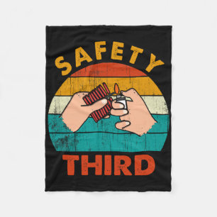 Warning Fireworks Firecrackers Safety Third 4th Of Fleece Blanket