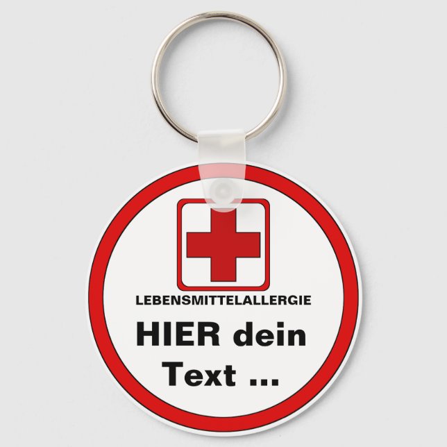 Warning - food allergy key ring (Front)