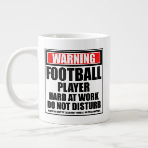 Warning Football Player Hard At Work Large Coffee Mug