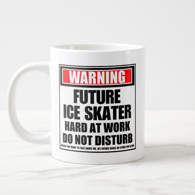 Warning Future Ice Skater Hard At Work Large Coffee Mug (Left)