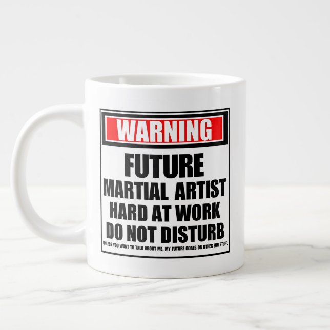 Warning Future Martial Artist Hard At Work Large Coffee Mug (Left)