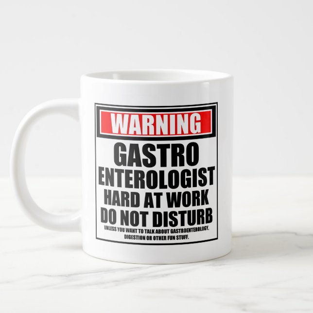 Warning Gastroenterologist Hard At Work Large Coffee Mug (Left)