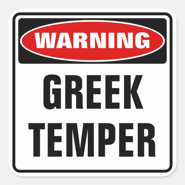 Warning Greek Temper Square Sticker (Front)