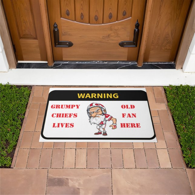 Warning Grumpy Old Chiefs Fan Lives Here Door Mat (Outdoor)