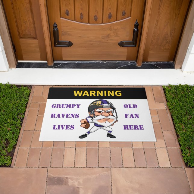 Warning Grumpy Old Ravens Fan Lives Here Doormat (Outdoor)