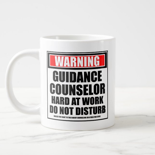 Warning Guidance Counsellor Hard At Work Large Coffee Mug (Left)