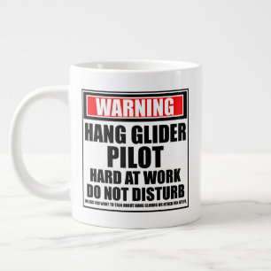 Warning Hang Glider Pilot Hard At Work Large Coffee Mug