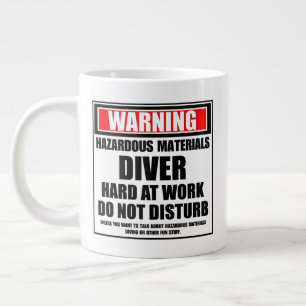 Warning Hazardous Materials Diver Hard At Work Large Coffee Mug