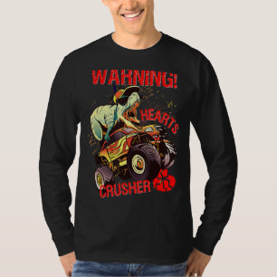 Warning Hearts Crusher T Rex Dinosaur Riding Monst T-Shirt