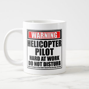 Warning Helicopter Pilot Hard At Work Large Coffee Mug