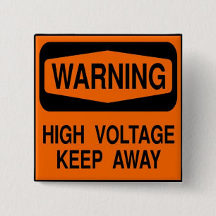 warning high voltage 15 cm square badge