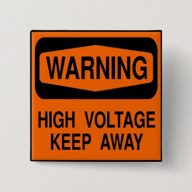 warning high voltage 15 cm square badge (Front)