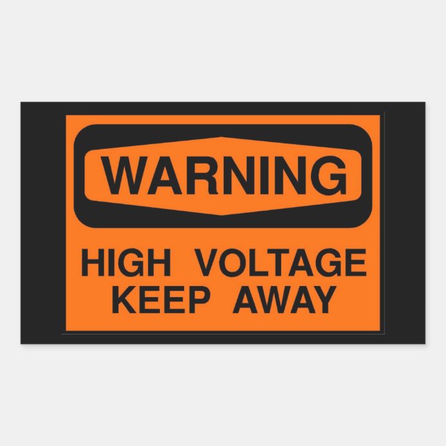 warning high voltage rectangular sticker (Front)