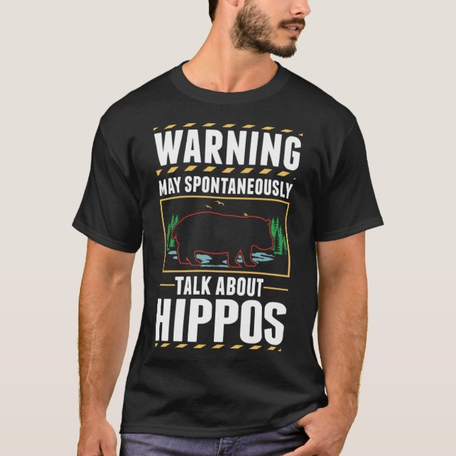 Warning Hippo Hippopotamus T-Shirt (Front)