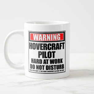Warning Hovercraft Pilot Hard At Work Large Coffee Mug