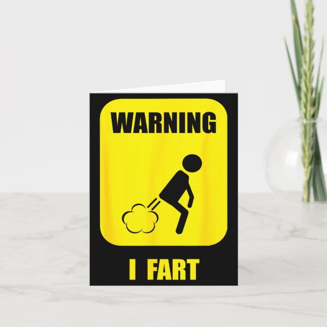 Warning I Fart Funny Fart Zone Gy Farting Gag Gift Card (Front)