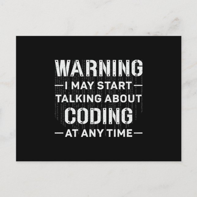 Warning I May Start Coding Medical Coder Hospital Postcard (Front)