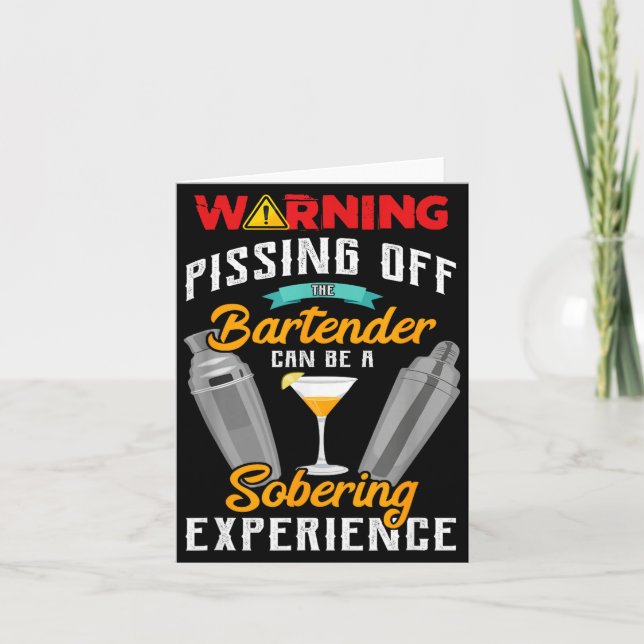 Warning Ing Off The Bartender Funny Sarcastic Bart Card (Front)