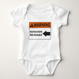 Warning Instructions not Included Funny Baby Quote Baby Bodysuit
