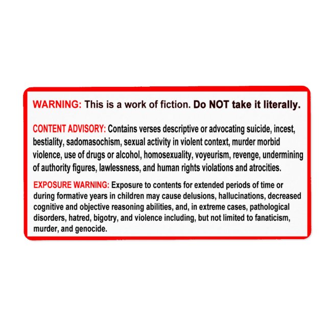 Warning Labels for Your Bible (Front)