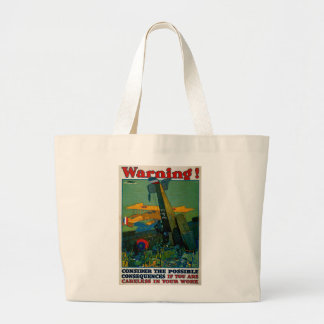 Warning! Large Tote Bag