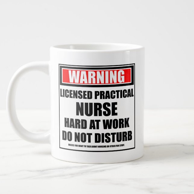 Warning Licensed Practical Nurse Hard At Work Large Coffee Mug (Left)