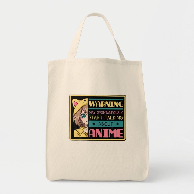 Warning May Spontaneously Start Talking About Anim Tote Bag (Front)