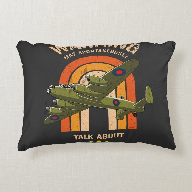 Warning May Spontaneously Talk About Aeroplanes  Decorative Cushion (Front)