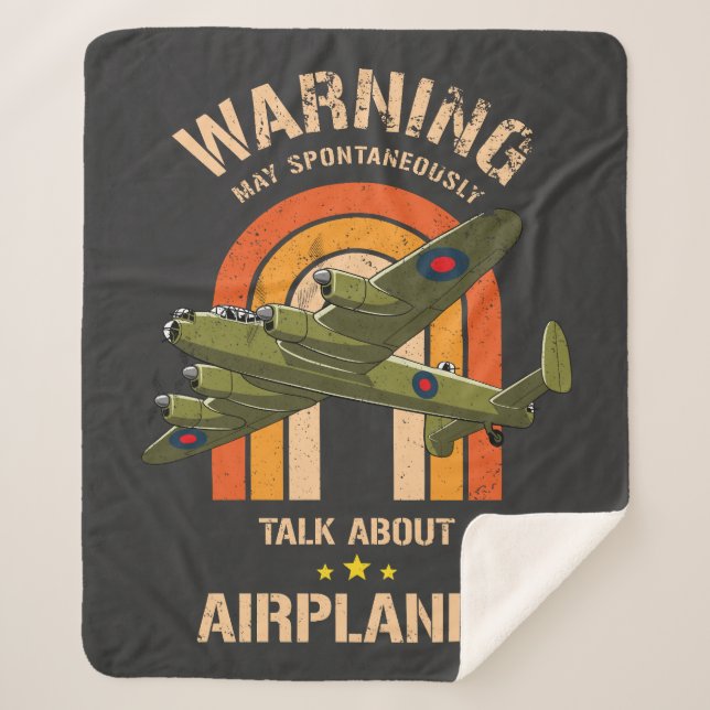 Warning May Spontaneously Talk About Aeroplanes Sherpa Blanket (Front)