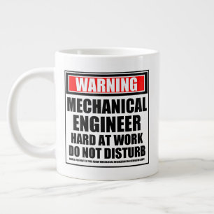 Warning Mechanical Engineer Hard At Work Large Coffee Mug