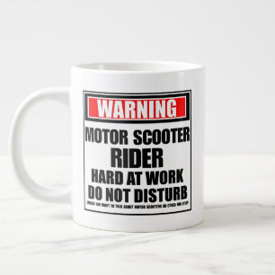 Warning Motor Scooter Rider Hard At Work Large Coffee Mug