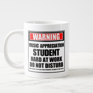 Warning Music Appreciation Student Hard At Work Large Coffee Mug