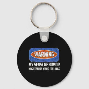 Warning My Sense Of Humour Funny Quote Retro Shirt Key Ring