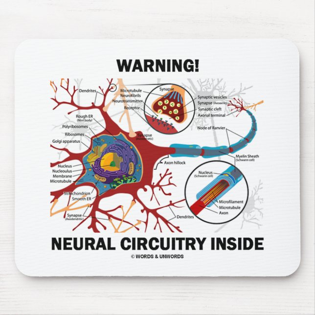Warning! Neural Circuitry Inside (Neuron Synapse) Mouse Pad (Front)