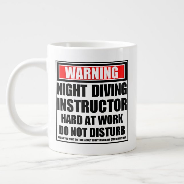 Warning Night Diving Instructor Hard At Work Large Coffee Mug (Left)