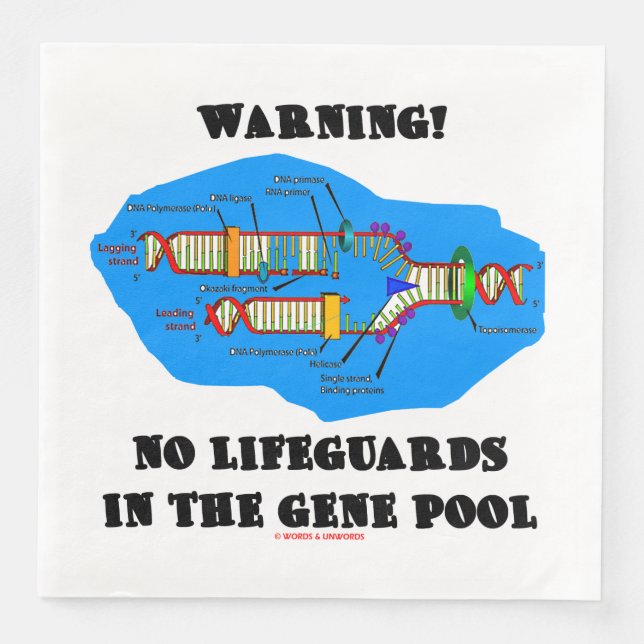 Warning! No Lifeguards In The Gene Pool DNA Humour Napkin (Front)