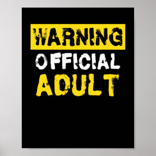 Warning Official Adult 18th Birthday Poster