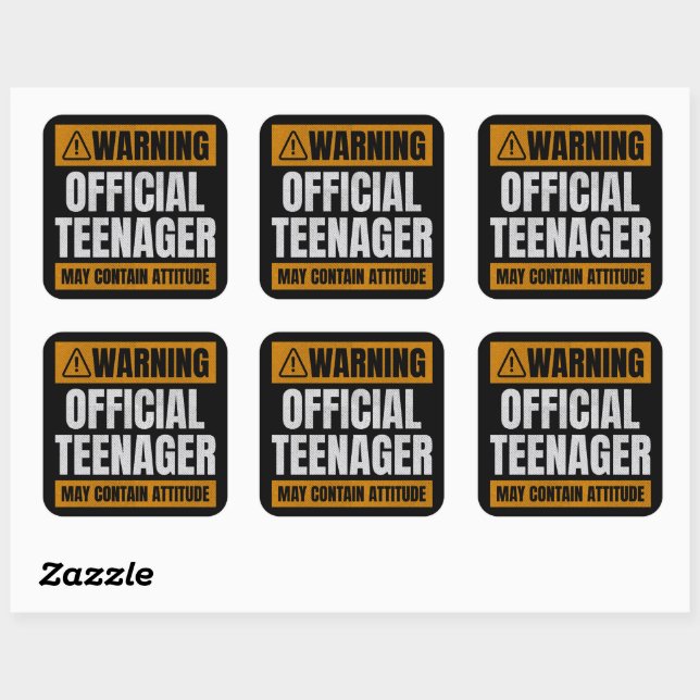 Warning Official Teenager Attitude Square Sticker (Sheet)