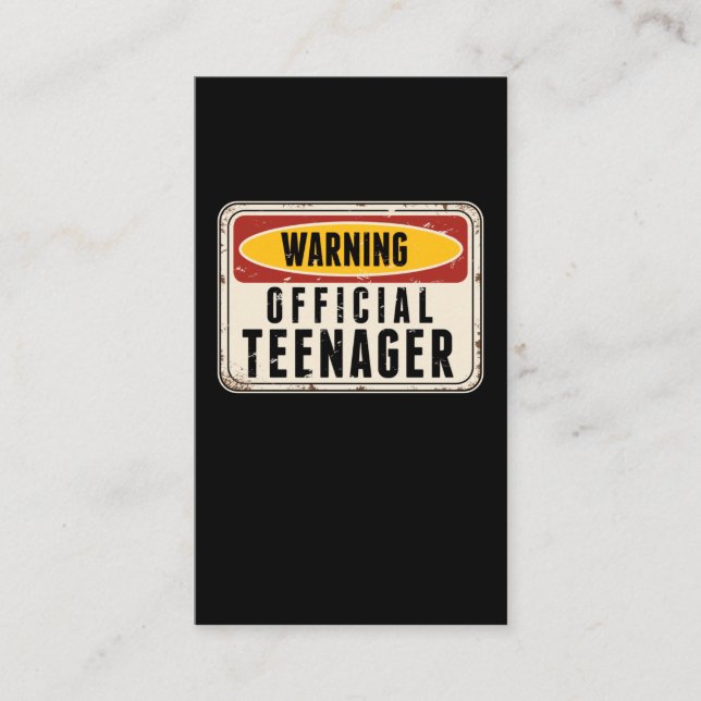 Warning Official Teenager Boys Girls 13th Birthday Business Card (Front)