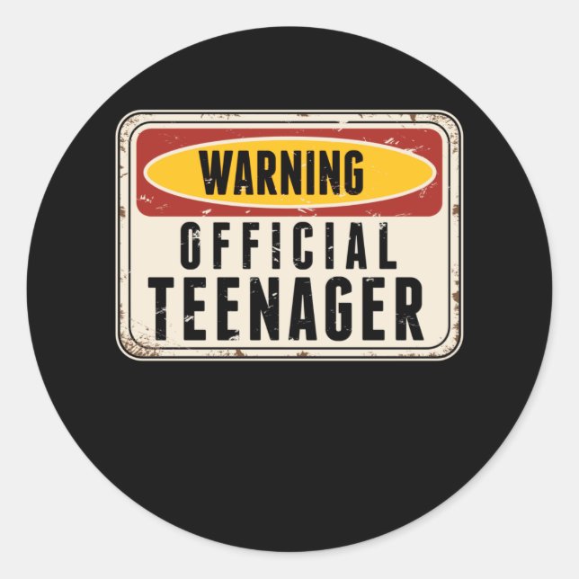 Warning Official Teenager Boys Girls 13th Birthday Classic Round Sticker (Front)