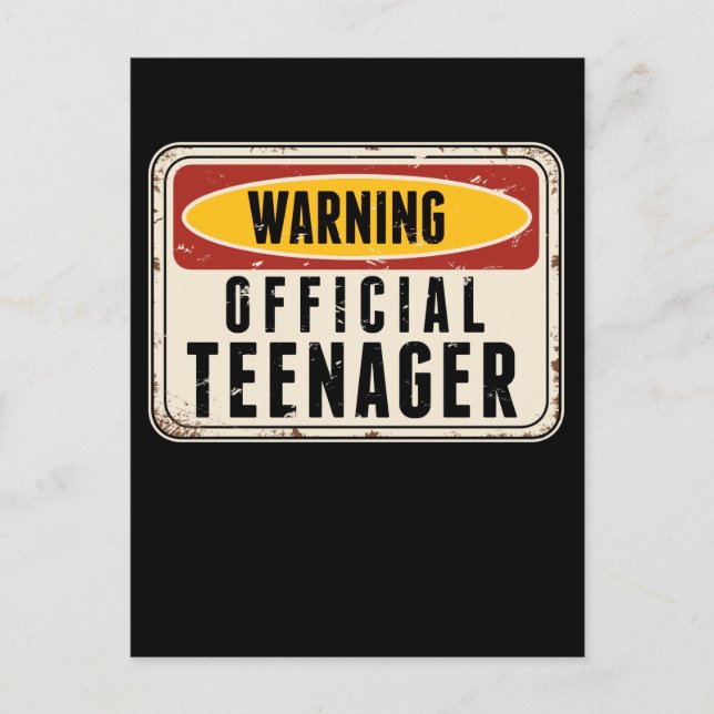 Warning Official Teenager Boys Girls 13th Birthday Postcard (Front)