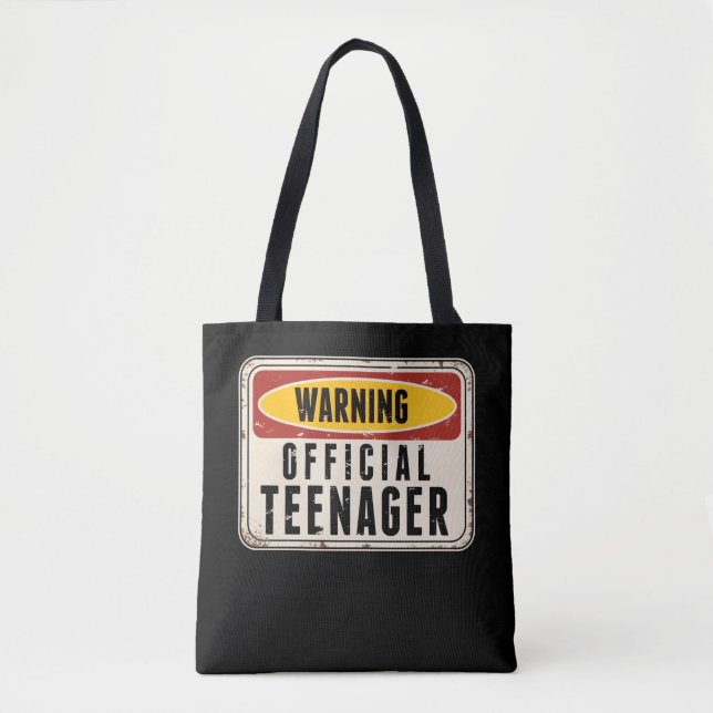 Warning Official Teenager Boys Girls 13th Birthday Tote Bag (Front)
